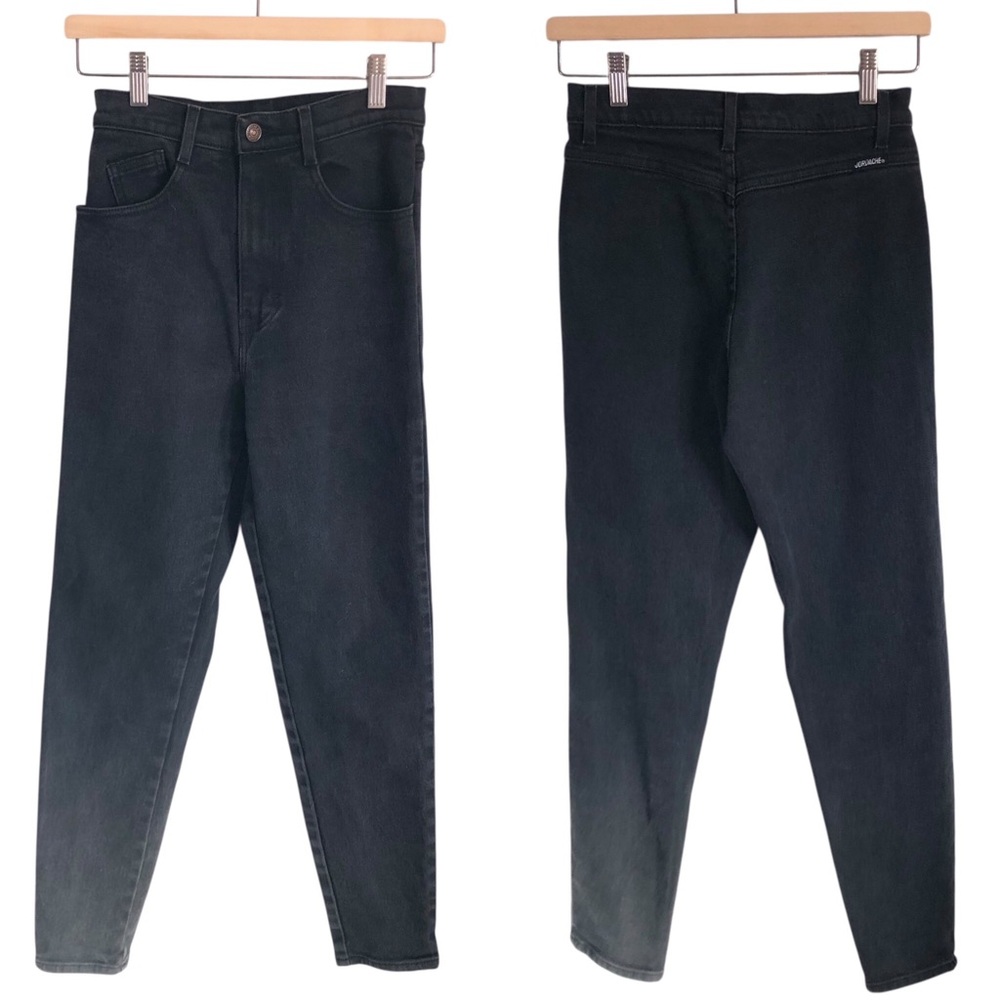 VINTAGE 80s 90s Jordache Washed Black Disco High Waisted Jeans Size 6 / 28 Waist